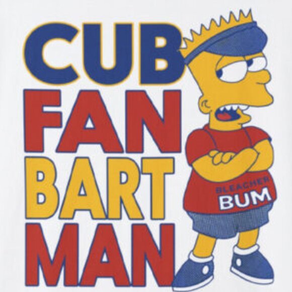 Bart Simpson Cub Fan Shirt Simpsons Cartoon Baseball Theme Graphic T-Shirt 26 - Picture 2 of 4